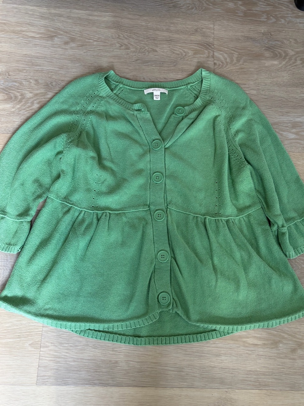 Merona Green Peplum Knit Cardigan 20W/22W